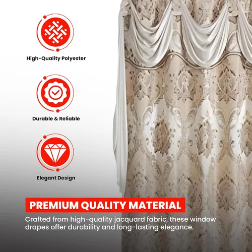 Miniatura 3 de Sapphire Home - Cortinas de jacquard de 84/63 pulgadas de longitud con cenefa adjunta + parte trasera transparente + 2 borlas, cortina tradicional