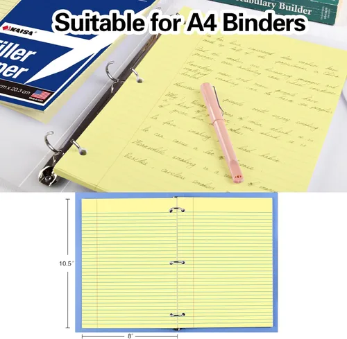 Miniatura 4 de KAISA Papel para cuaderno de hojas sueltas, rayas universitarias, 300 hojas por papel rayado, 8 x 10.5 pulgadas, 3 agujeros perforados para carpeta