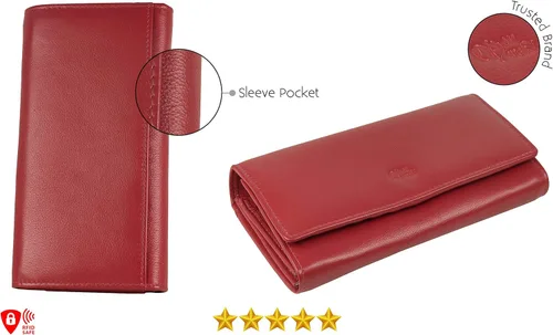 Miniatura 6 de Mou Meraki - Billetera o bolsa de mano de cuero genuino, con bloqueo de seguridad RFID, con escudo contra el robo de identidad, para mujeres
