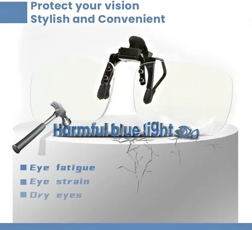 Miniatura 7 de Gafas de lectura con clip y abatibles, lupas con bloqueo de luz azul, lupa, lentes para lectores unisex (transparente, 1.0)
