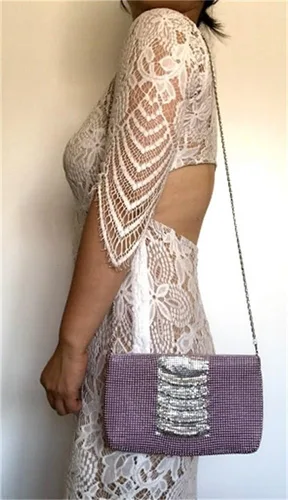 Miniatura 7 de Bolso de noche de malla metálica con cuentas de metal para mujer, para cóctel, fiesta, graduación, boda, banquete