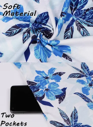 Miniatura 104 de SimpleFun - Vestidos de verano para mujer, camiseta floral, vestido de playa de estilo bohemio, informal, con bolsillos y sin mangas