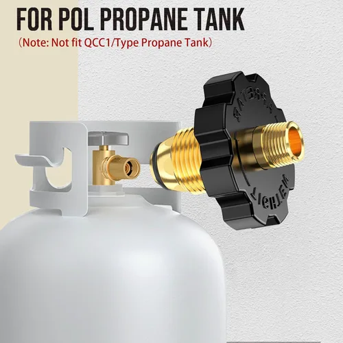 Miniatura 3 de 1 enchufe adaptador de tanque de gas propano POL con exceso de flujo a rosca macho NPT de 1/4 pulgadas, conector de tanque de propano de 5-100