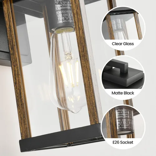 Miniatura 3 de Aplique de pared para exteriores, lámparas de porche exterior, luces de pared exterior antioxidantes para montaje en pared en acabado de grano