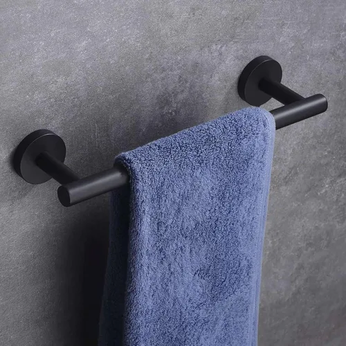 Miniatura 5 de Modket Toallero negro mate de 16 pulgadas, accesorios de baño de acero inoxidable 304 montado en la pared para toallas de cocina, colgador de paños