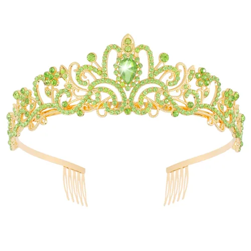 Miniatura 18 de Didder - Diadema con corona de tiara de cristal dorado. Elegante corona con peines para princesa, para mujeres y niñas, ideal para novias, bodas, 02