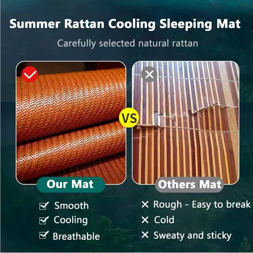 Miniatura 5 de Alfombrilla de dormir de ratán de verano, almohadilla de cama natural de artemisa, cubrecolchón refrescante, colchoneta transpirable para aire