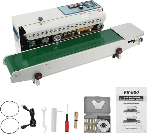 Takywep Sellador de banda continua FR900K - Sellador horizontal automático de 110 V con control de temperatura digital para bolsas de plástico de