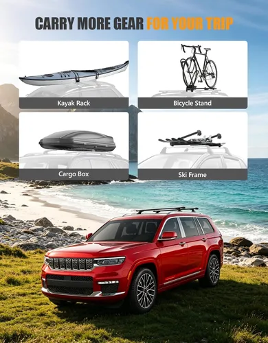 Miniatura 7 de KINGGERI Barras Transversales para Techo de 220 libras Compatible con Jeep Grand Cherokee L 2021-2026 y Grand Cherokee 2022-2026, Rieles de Techo