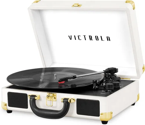 Miniatura 16 de Victrola Journey Tocadiscos Portátil de Maleta con Bluetooth – con Altavoces Integrados, Tocadiscos de Vinilo de 3 Velocidades, Salida RCA, Conector