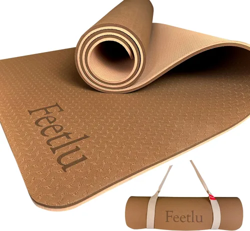 Miniatura 8 de Tapete de yoga para ejercicios extra grueso con correa - 2/5 pulgadas (10 mm), tapete antideslizante para entrenamiento de yoga, pilates y Morado