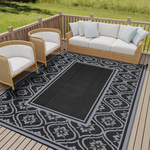 Miniatura 22 de HUGEAR Alfombra para RV Exterior Tapete Impermeable Alfombras para Exteriores 9'x12' para Patios Liquidación Alfombra Exterior Alfombras de Camping