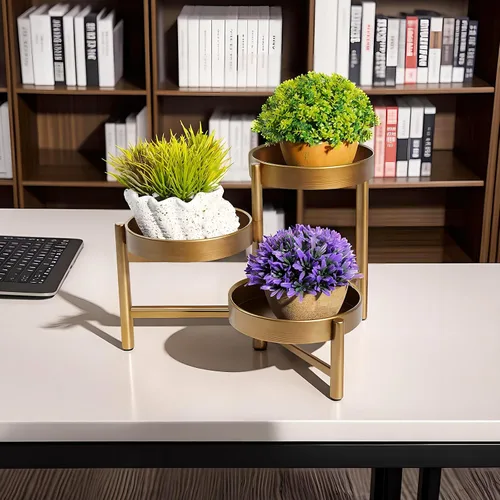 Miniatura 9 de Harvest Land - Soporte para plantas de 3 niveles para interiores, estante de flores de metal, soporte de mesa para jardín, balcón, sala de estar