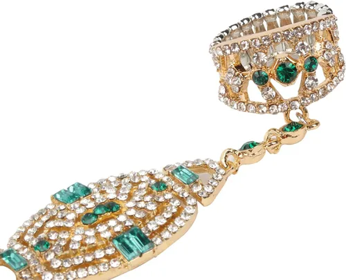 Miniatura 4 de Metme 1920s Flapper Pulsera Anillo Set Gatsby Accesorios Imitación Perla Cristal Pulsera Anillo Ajustable