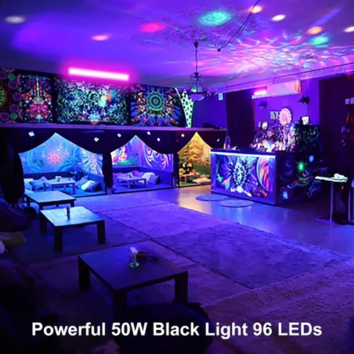 Miniatura 6 de Barras de luz negras de 50 W, impermeables, portátiles, 395-405 nm, luces negras LED UV con enchufe+interruptor de encendido/apagado+cable de 5 pies