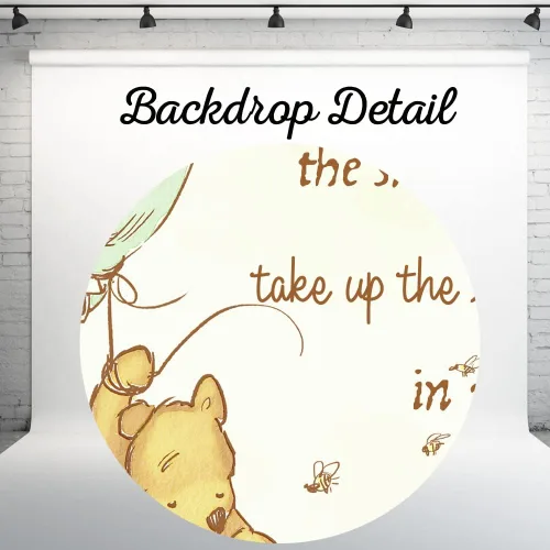 Miniatura 3 de Fondo vintage Pooh Bear Baby Shower Género Neutral Retro Libro Gigante Árbol Primavera Fondo Clásico Recién Nacido Cita Globo Verde Banner 5x3 ft 144