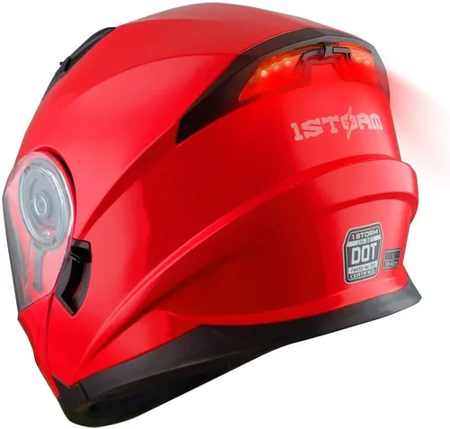 Miniatura 11 de 1Storm Nuevo Casco Modular de Motocicleta con Visera Dual Cara Completa y Luz Trasera LED Recargable: Modular901 Fibra de Carbon Negro