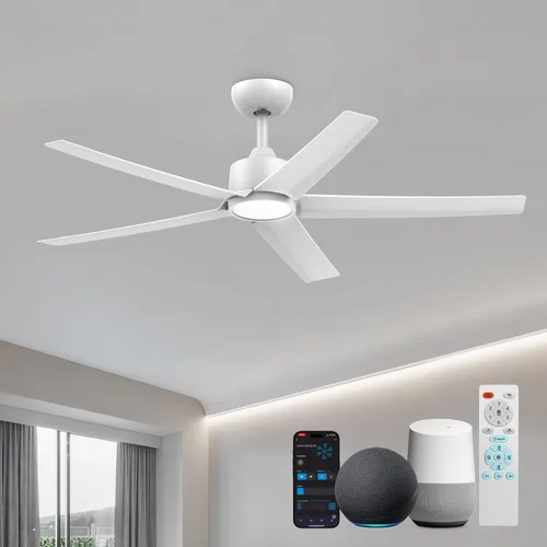 Miniatura 12 de ocioc Ventiladores de techo con luces, ventilador de techo negro de 52 pulgadas con luz y control remoto, 3CCT, motor CC silencioso, ventilador