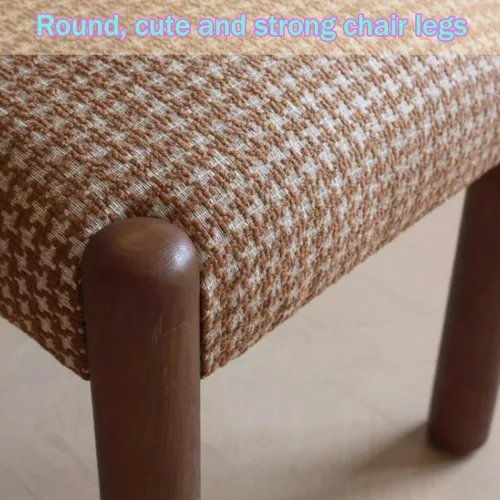 Miniatura 7 de Silla de cocina tapizada de lino, sillas de comedor retro con patas de madera, silla de asientos acolchados para comedor, dormitorio, sala de estar