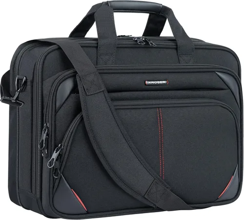 Miniatura 10 de KROSER - Bolso para laptop de 15,6 pulgadas, maletín con bandolera, bolsa de ordenador repelente al agua, funda para tableta duradera con bolsillos