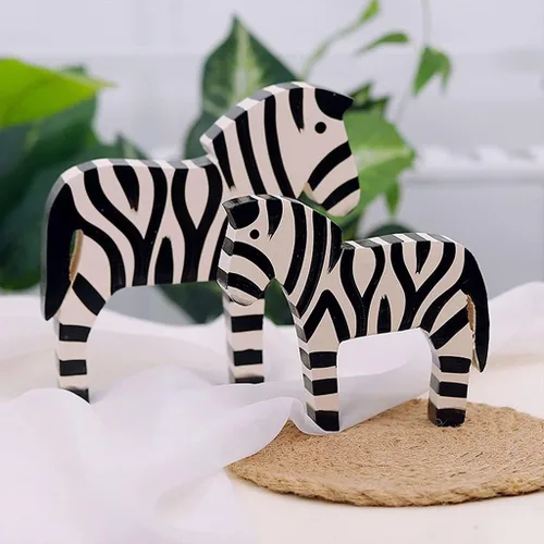 Miniatura 3 de Feng Chino Shui Estatua Escultura Estilo Nórdico Madera Cebra Escritorio Decoración Creativa Animal Madera Tallado Decoración del Hogar Regalo