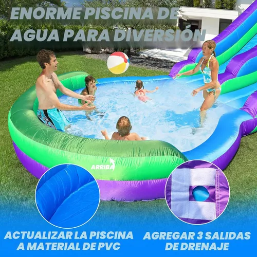 Miniatura 2 de Tobogán acuático inflable de grado para niños y adultos con gran piscina de salpicaduras, 22.5 x 9.84 x 10.6 pies, para fiesta en el patio trasero