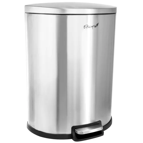 Elama Cubo de basura de 13 galones de acero inoxidable con mecanismo de cierre lento en plata mate