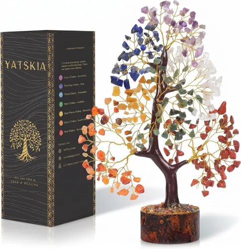 Miniatura 41 de YATSKIA - Árbol de cristal turquesa Feng Shui, alambre, bonsái Buhha, estatua reiki, Chakra curativo energía positiva, buena suerte dinero regalos