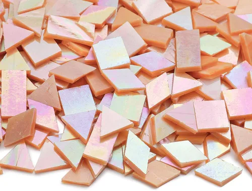 Miniatura 2 de Lanyani Suministros de azulejos de mosaico de vidrio iridiscente 200 piezas, azulejos de vidrio iridiscente coloreado para manualidades de mosaico