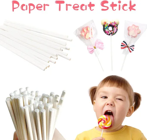 Miniatura 6 de 500 palitos blancos de piruleta de 4 pulgadas, palitos de papel para derretir dulces, postres, paletas de pastel, chocolate y galletas