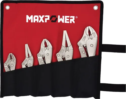 Miniatura 8 de MAXPOWER Juego de 5 alicates de bloqueo, alicates de punta larga de 9 pulgadas y 6 pulgadas, alicates de bloqueo de mandíbula curvados de 10