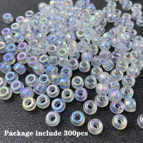 Miniatura 6 de 300 Piezas Cuentas de Pony Colores AB Cuentas Espaciadoras Acrílicas para Manualidades DIY Trenzas Pulsera Fabricación de Joyas