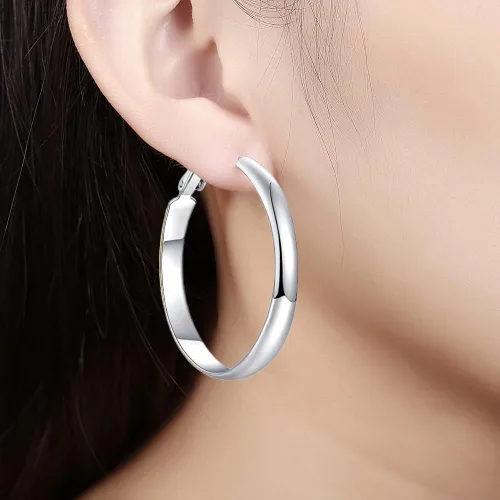 Miniatura 2 de Aretes de aro chapados en oro de 18 quilates, aretes redondos