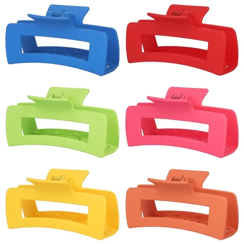 Miniatura 25 de Sisiaipu Pinzas de pelo grandes de 4 pulgadas, 6 piezas de garra grande para cabello grueso, pinzas cuadradas para el cabello para mujeres, pinzas