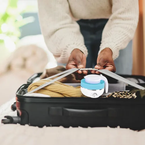 Miniatura 7 de Qivine Hervidor eléctrico plegable de viaje de 20.3 fl oz, hervidor de viaje plegable de silicona, tetera eléctrica plegable para viajes con 2 tazas