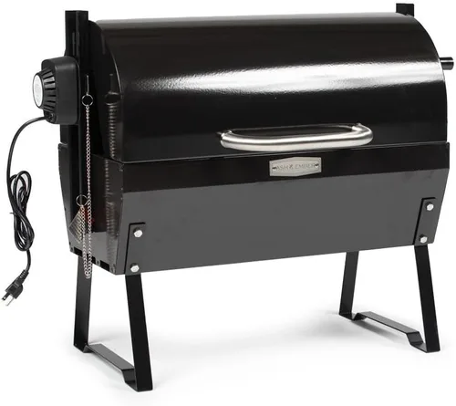 Parrilla con espetón y asador rotisserie Ash & Ember de 4W, capacidad nominal de 33 LB, asador horizontal ajustable para barbacoa a carbón al aire