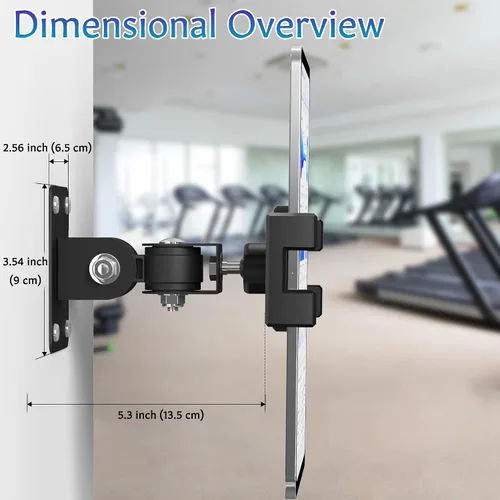 Miniatura 5 de Soporte de pared para iPad, soporte de pared para tableta, soporte giratorio de 360°, brazo de inclinación horizontal/vertical de 180°, compatible