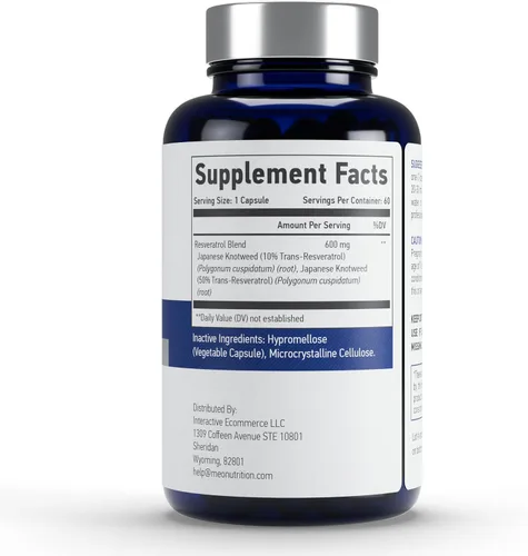 Miniatura 2 de Resveratrol 600mg – 60 cápsulas Suplemento antioxidante Sin OMG, sin gluten, vegano Apoya el bienestar y la vitalidad Fabricado en Estados