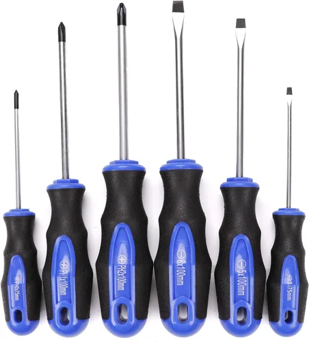 Navegando Juego de destornilladores magnéticos de 6 piezas con acero Cr-V, mango antideslizante para reparación del hogar, electrónica, carpintería