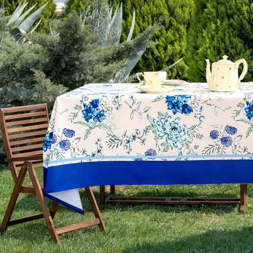 Miniatura 2 de EHouseHome - Mantel para interior y exterior, resistente al agua y a las manchas, de tela de poliéster, 52x70 pulgadas, rectangular, azul de China