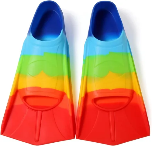 Miniatura 29 de Aletas de natación para niños, aletas cortas para niños y jóvenes, aletas de natación para entrenamiento de natación para niños, niñas, niños Azul