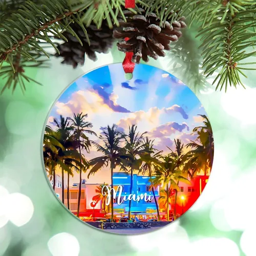 Miniatura 31 de Miami Florida, Estados Unidos, decoración de árbol de Navidad, recuerdos de ciudad de campo, recuerdos personalizados de Navidad 2023, decoración