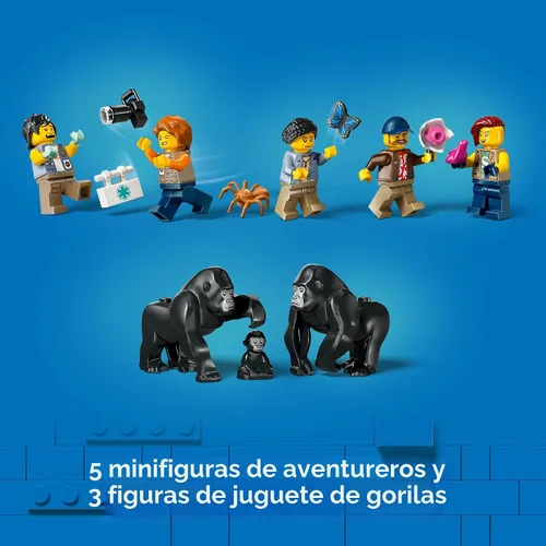 Miniatura 6 de LEGO City Jungle Explorer - Helicóptero de juguete explorador de la jungla en el campamento base, juego de construcción de aventuras para niños