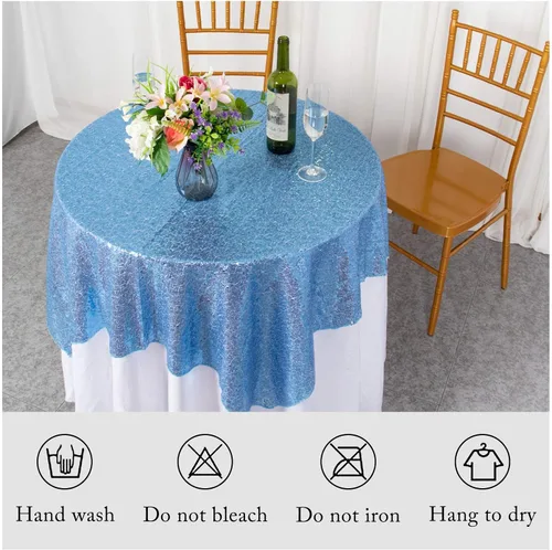 Miniatura 5 de AMZLOKAE Mantel de Lentejuelas Cuadrado 50x50 Azul Bebé Cubierta de Mesa con Purpurina Manteles para Fiestas Mantel Sin Costuras Azul Claro