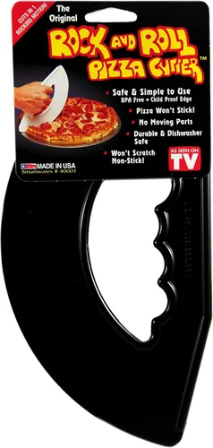 Rock'n Roll - Cortador de pizza de plástico, antiadherente, oscilante, 9 pulgadas, fácil de limpiar, apto para lavavajillas, rebanador de pizza de