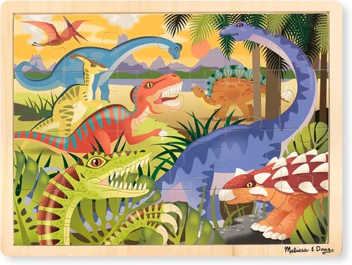 Miniatura 13 de Rompecabezas Melissa & Doug de safari en llanuras africanas, de madera con bandeja de almacenamiento (24 piezas)