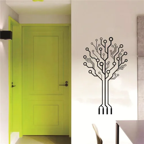 Miniatura 4 de Pegatinas de pared para placa de circuito de tecnología de oficina, software de computadora, árbol de ciencia, decoración de pared, arte extraíble