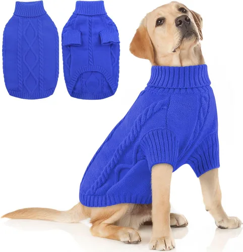 Miniatura 42 de Queenmore - Suéter de punto trenzado con cuello alto para perros pequeños, para climas fríos, para chihuahua, bulldog, teckel, carlino y yorkie, XS