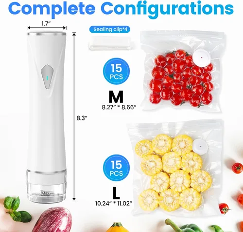 Miniatura 4 de Sellador al vacío para alimentos con tanque visible, máquina selladora al vacío de mano con 30 bolsas reutilizables para una frescura 5 veces más
