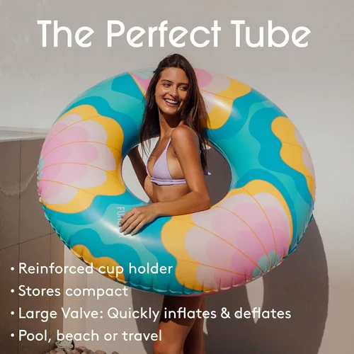 Miniatura 5 de FUNBOY Flotador tubular inflable tamaño gigante con diseño de conchas de sirena, estilo dona, flotador de piscina de lujo para fiestas de verano